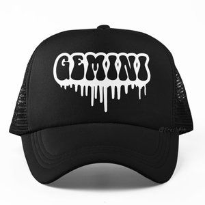🆕GEMINI Drip Zodiac Black Foam Trucker Hat Mesh Snapback Cap